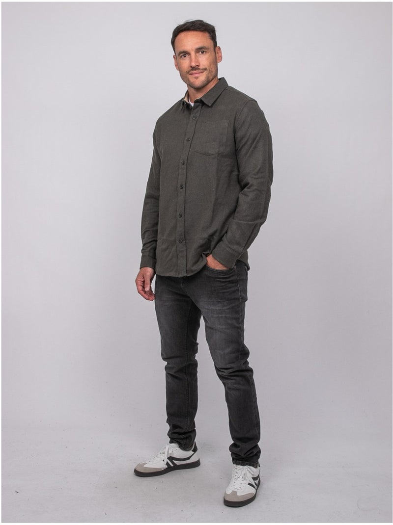 Camicia a maniche lunghe in cotone tiwatch Cachi - Kiabi