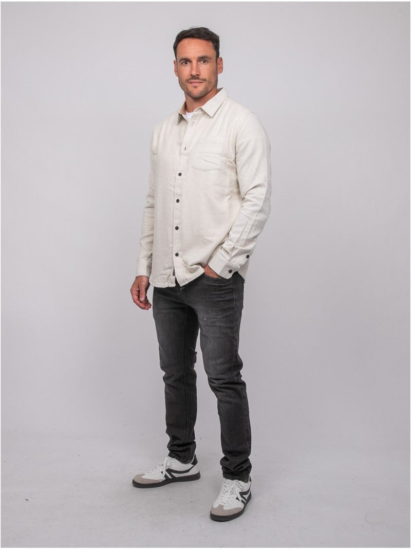 Camicia a maniche lunghe in cotone tiwatch Ecru - Kiabi