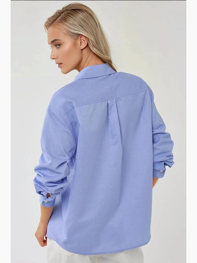 Camicia a maniche lunghe in lino con vestibilità regolare e testurizzata hiccup Blu - Kiabi