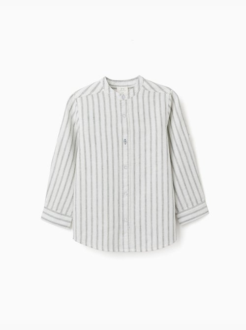 Camicia a maniche lunghe in lino e cotone a righe - Kiabi