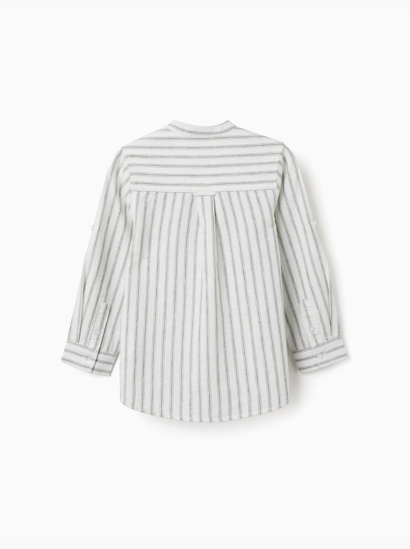 Camicia a maniche lunghe in lino e cotone a righe Bianco - Kiabi