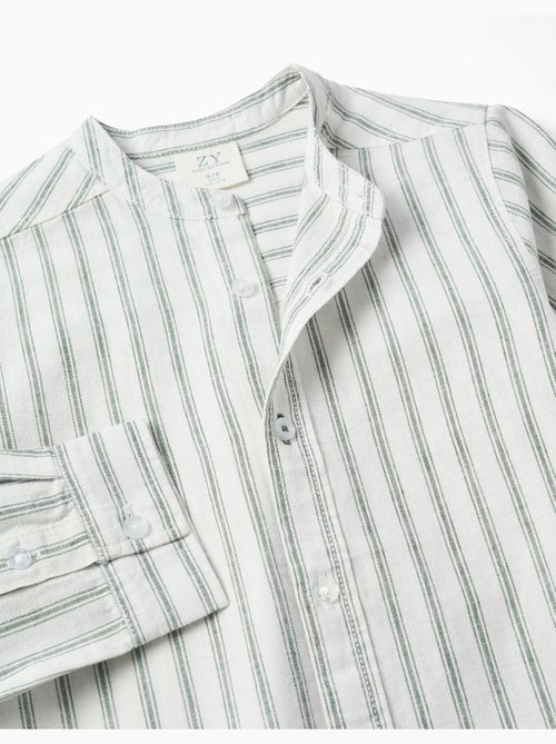 Camicia a maniche lunghe in lino e cotone a righe - Kiabi