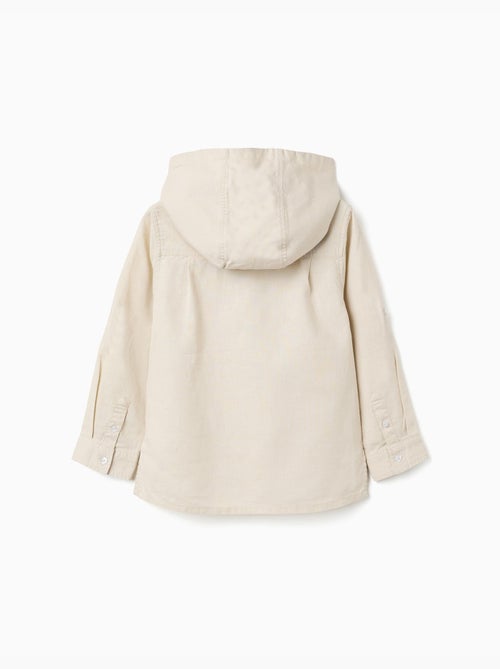 Camicia a maniche lunghe in lino e cotone con cappuccio - Kiabi