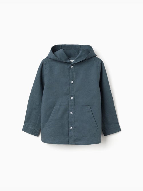 Camicia a maniche lunghe in lino e cotone con cappuccio - Kiabi