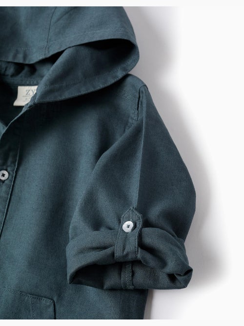 Camicia a maniche lunghe in lino e cotone con cappuccio - Kiabi