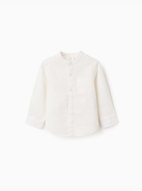 Camicia a maniche lunghe in lino e cotone con collo alla coreana - Kiabi