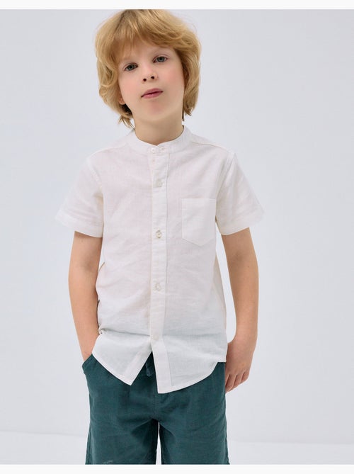 Camicia a maniche lunghe in lino e cotone con collo alla coreana - Kiabi