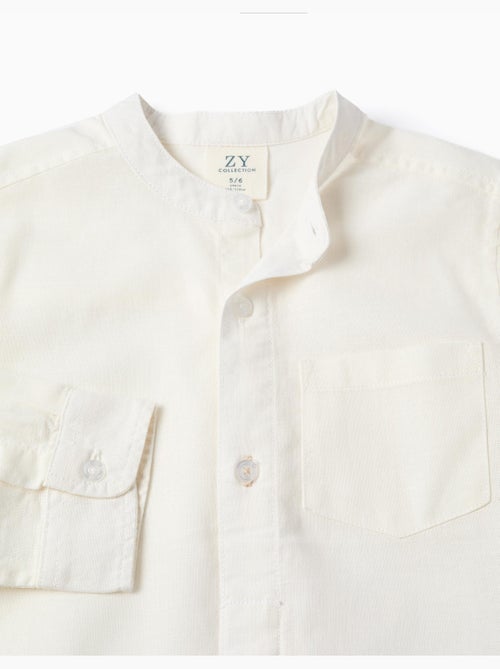 Camicia a maniche lunghe in lino e cotone con collo alla coreana - Kiabi