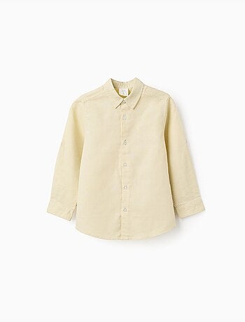 Camicia a maniche lunghe in lino e cotone