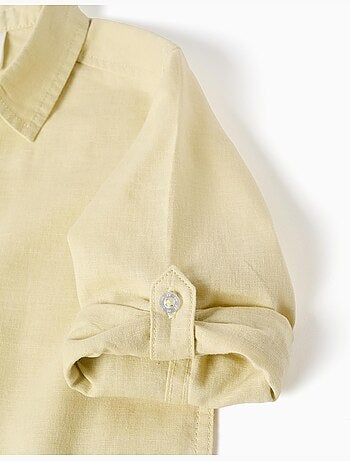 Camicia a maniche lunghe in lino e cotone