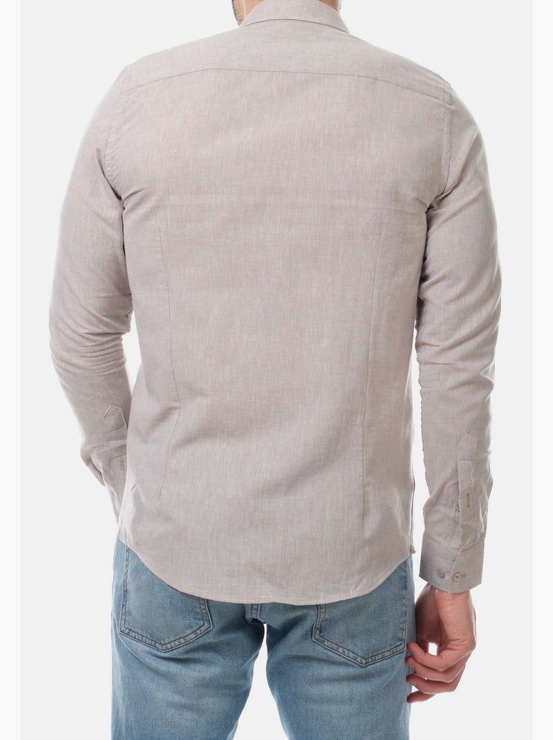 camicia a maniche lunghe in lino Marrone - Kiabi