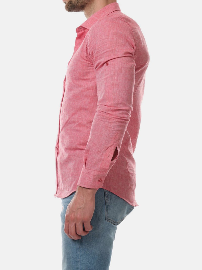 camicia a maniche lunghe in lino Rosso - Kiabi