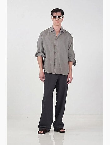 Camicia a maniche lunghe in misto lino oversize giesto