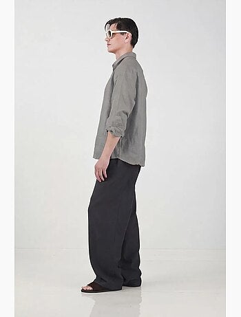 Camicia a maniche lunghe in misto lino oversize giesto