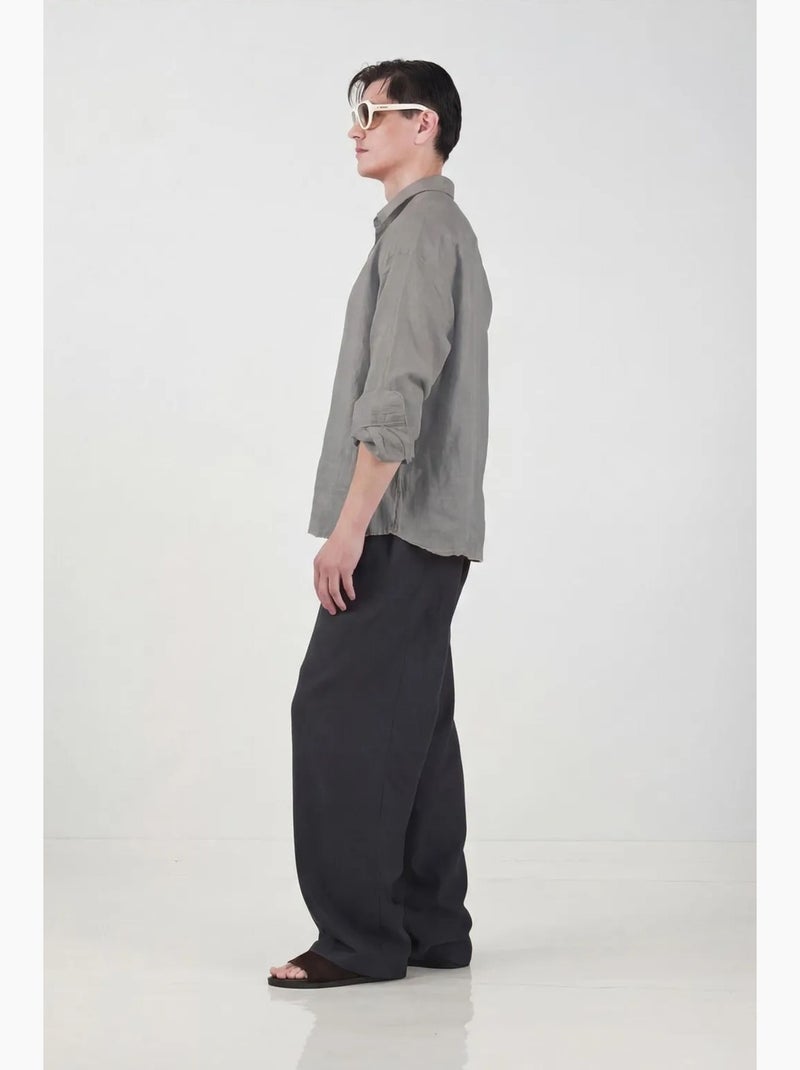 Camicia a maniche lunghe in misto lino oversize giesto Grigio medio - Kiabi