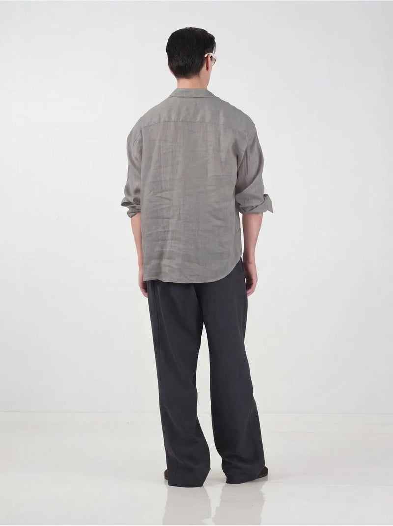 Camicia a maniche lunghe in misto lino oversize giesto Grigio medio - Kiabi
