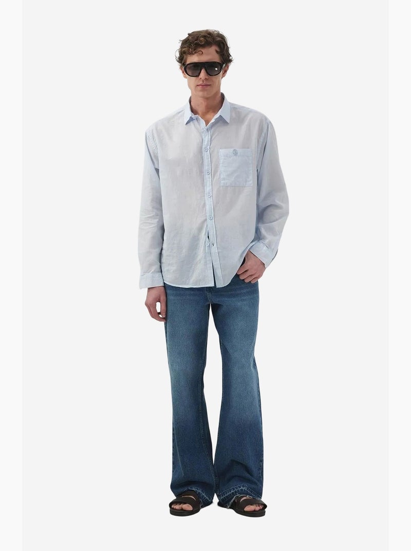 Camicia a maniche lunghe in popeline di cotone da uomo giesto Blu chiaro - Kiabi