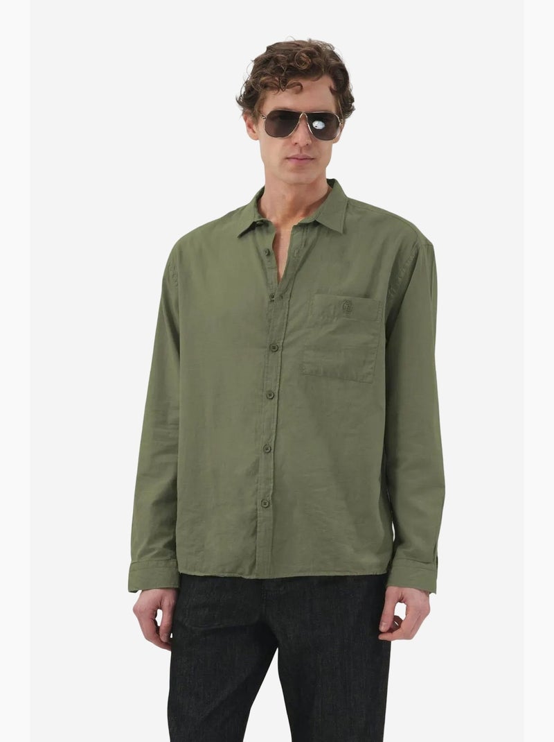 Camicia a maniche lunghe in popeline di cotone da uomo giesto Verde kaki - Kiabi