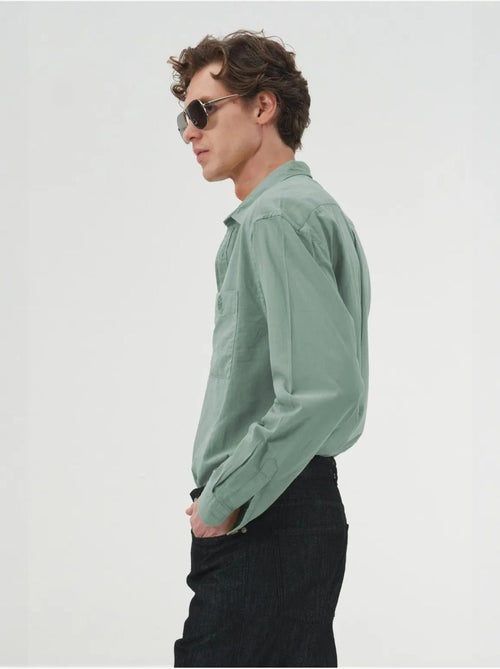 Camicia a maniche lunghe in popeline di cotone giesto - Kiabi Camicia a maniche lunghe in popeline di cotone giesto - Kiabi