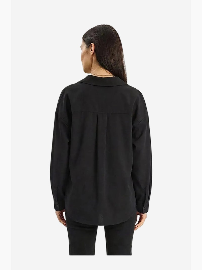 Camicia a maniche lunghe in popeline , vestibilità regolare, con chiusura a bottoni. Lucci Nero - Kiabi