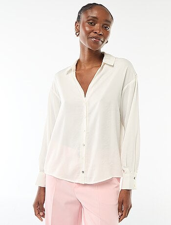 Camicia a maniche lunghe in raso tinta unita