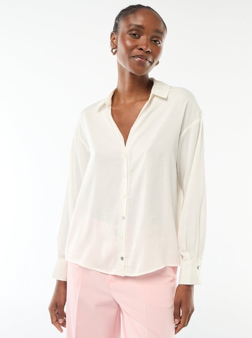 Camicia a maniche lunghe in raso tinta unita - Kiabi