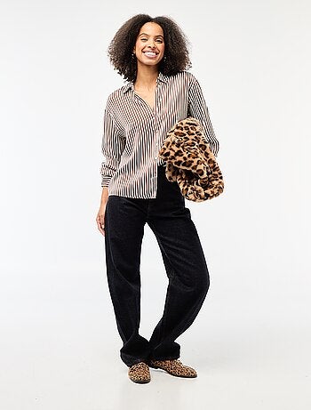 Camicia a maniche lunghe in raso tinta unita