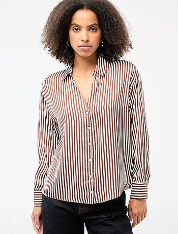 Camicia a maniche lunghe in raso tinta unita