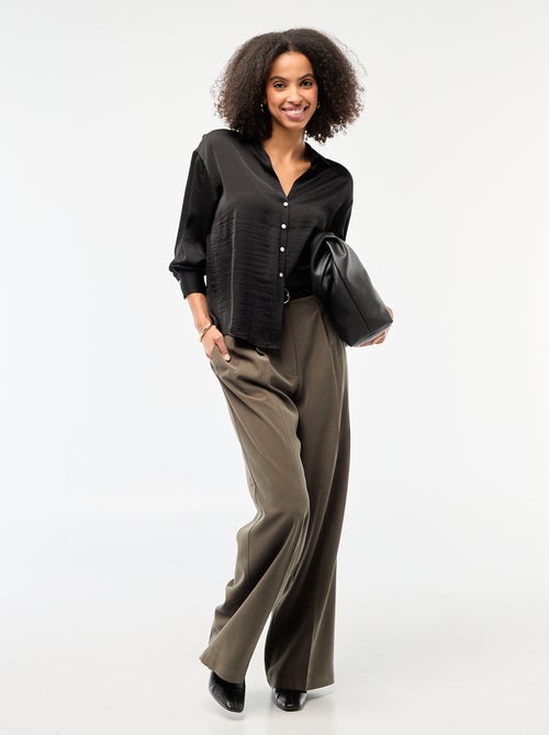 Camicia a maniche lunghe in raso tinta unita - Kiabi