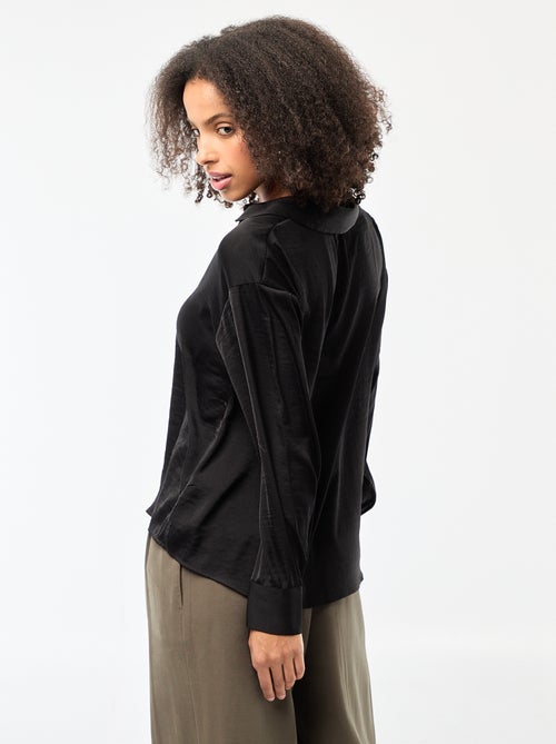 Camicia a maniche lunghe in raso tinta unita - Kiabi