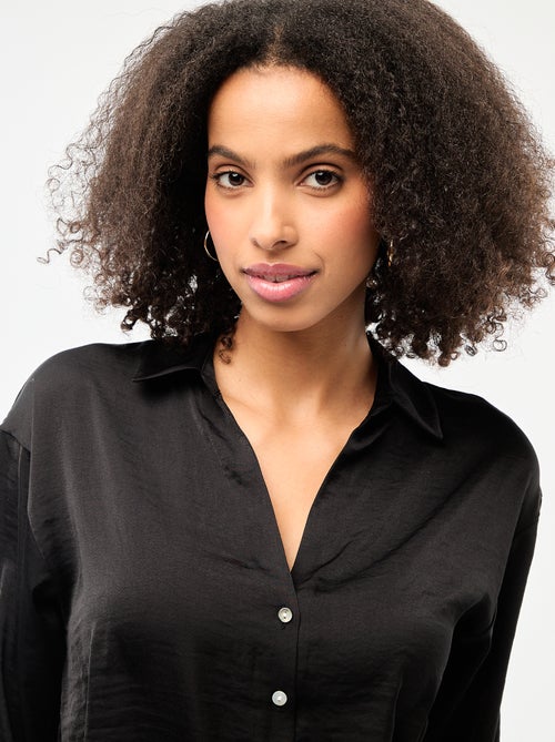 Camicia a maniche lunghe in raso tinta unita - Kiabi