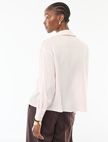 Camicia a maniche lunghe in raso tinta unita