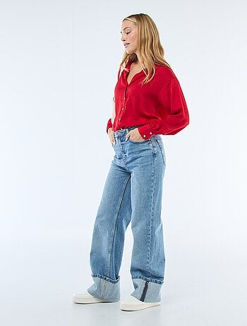 Camicia a maniche lunghe in raso tinta unita