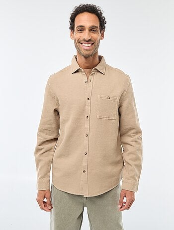 Camicia a maniche lunghe in tessuto goffrato