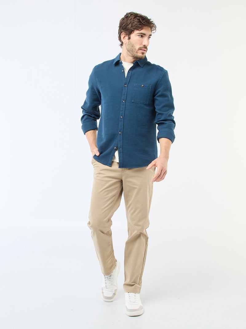 Camicia a maniche lunghe in tessuto goffrato Blu - Kiabi