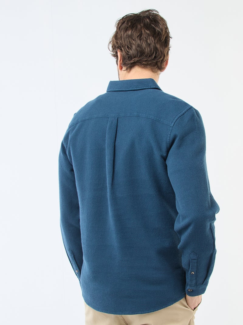 Camicia a maniche lunghe in tessuto goffrato Blu - Kiabi