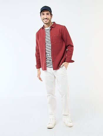 Camicia a maniche lunghe in tessuto goffrato