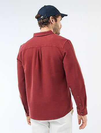 Camicia a maniche lunghe in tessuto goffrato