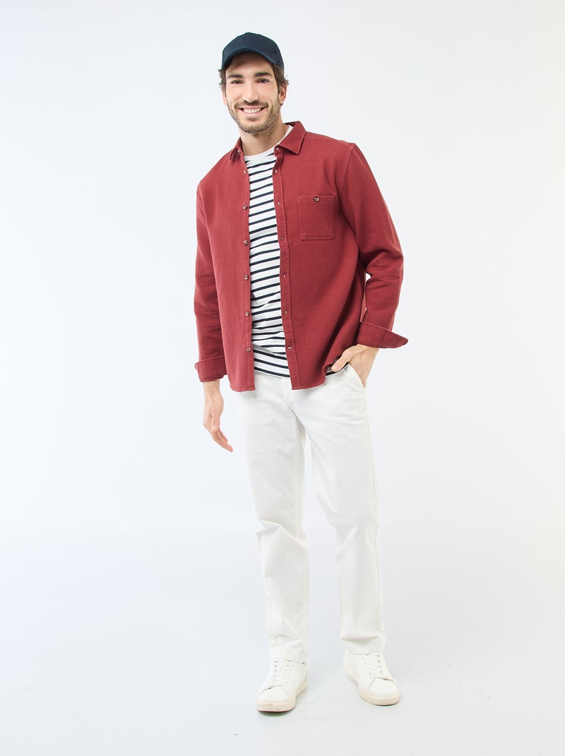 Camicia a maniche lunghe in tessuto goffrato Rosso - Kiabi