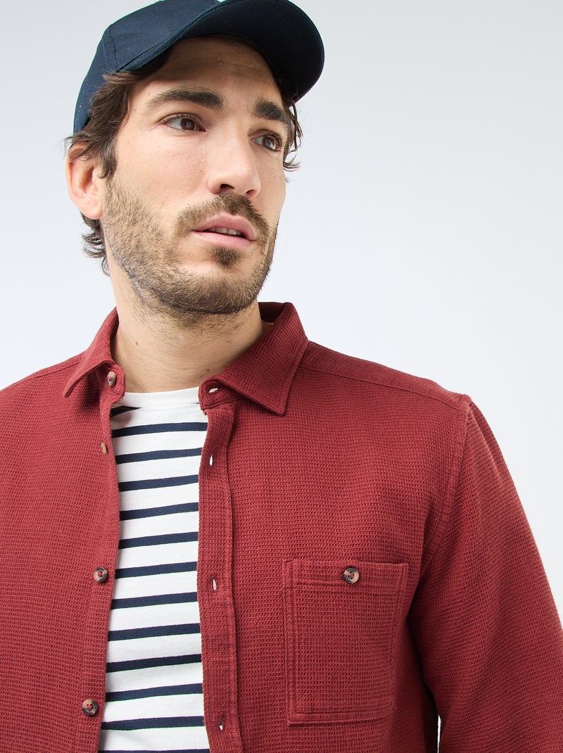 Camicia a maniche lunghe in tessuto goffrato Rosso - Kiabi