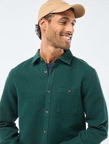 Camicia a maniche lunghe in tessuto goffrato