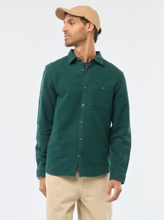 Camicia a maniche lunghe in tessuto goffrato