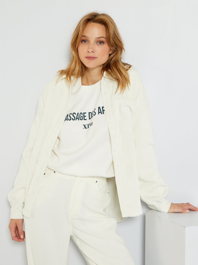 Camicia a maniche lunghe in velluto a coste BIANCO - Kiabi