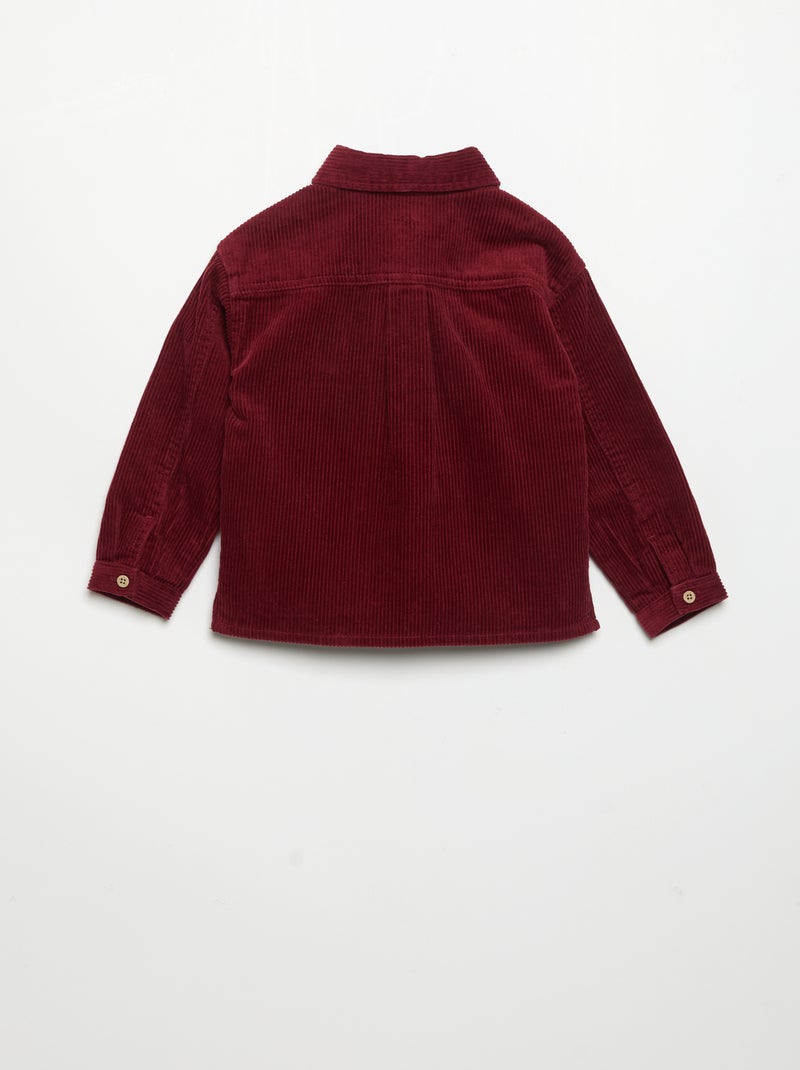 Camicia a maniche lunghe in velluto a coste Rosso - Kiabi