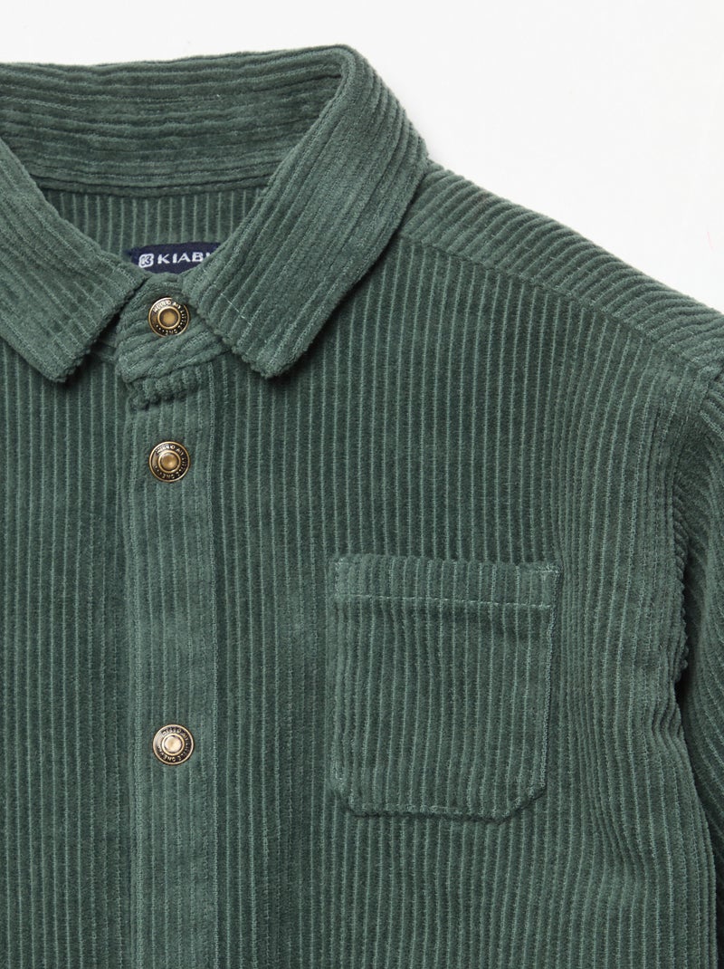 Camicia a maniche lunghe in velluto a coste Verde - Kiabi