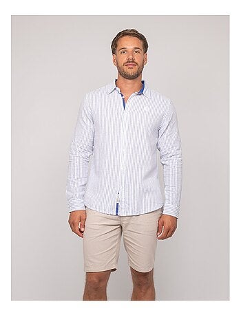 Camicia a maniche lunghe lino a righe DUPLAYA