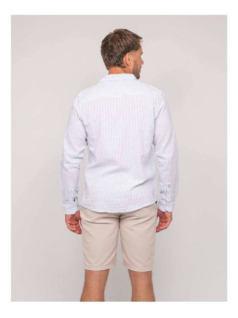 Camicia a maniche lunghe lino a righe DUPLAYA Blu - Kiabi