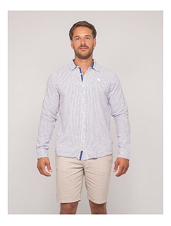 Camicia a maniche lunghe lino a righe DUPLAYA
