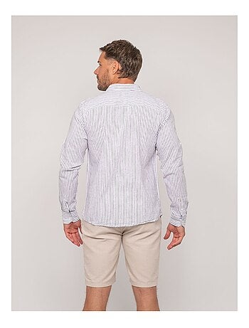 Camicia a maniche lunghe lino a righe DUPLAYA
