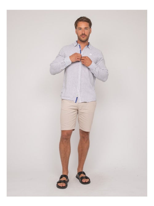 Camicia a maniche lunghe lino a righe DUPLAYA - Kiabi